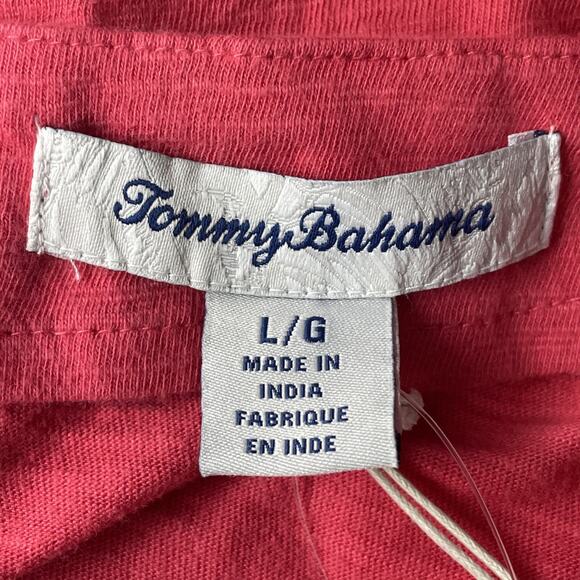 Tommy Bahama Women L Kiera Isle Of Bliss Beaded VNeck Tunic Top Coral Red Resort - Picture 7 of 11